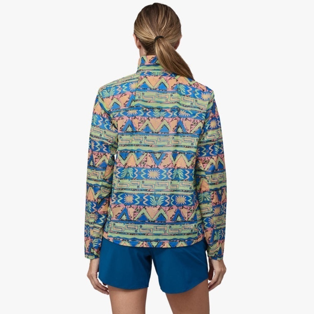 NWT Patagonia Women's Houdini Stash 1/2-Zip Pullover *High Hopes Geo/Salmdr Grn - Picture 2 of 9
